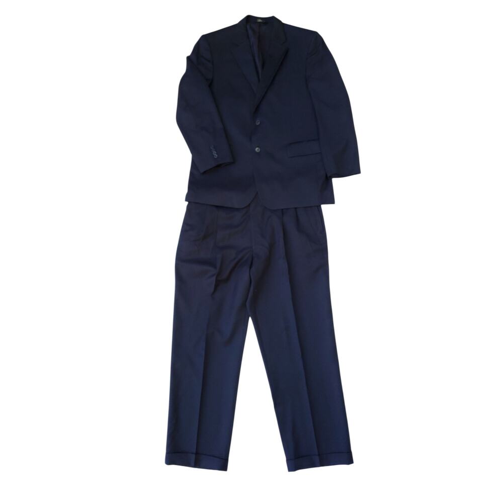 Jos A Bank 2 Pc Suit Travelers Black Wool Blazer Jacket Sport Coat 42R Pants 38R